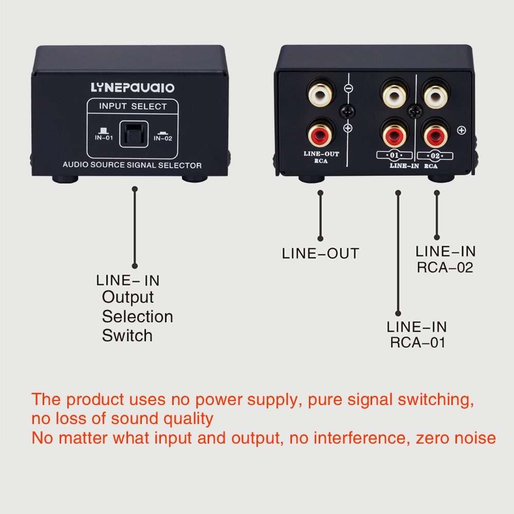 B101 2 In 1 Out (1 In 2 Out) Audio Source Signal Selection Switcher Computer Speaker RCA Lossless