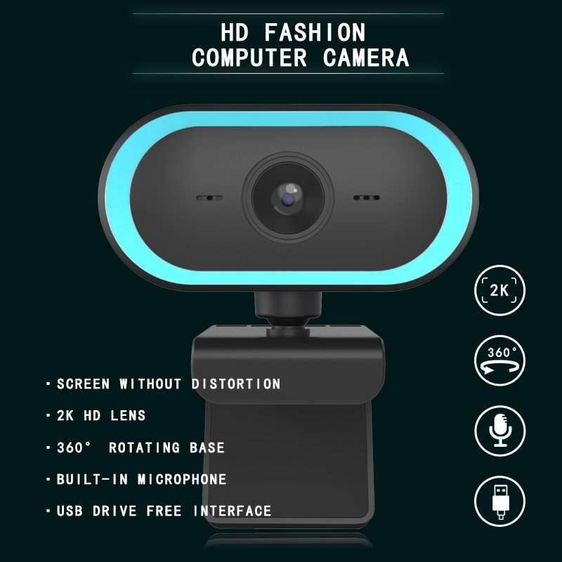 C11 2K Picture Quality HD Without Distortion 360 Degrees Rotate Built-in Microphone Sou ... (Blue)