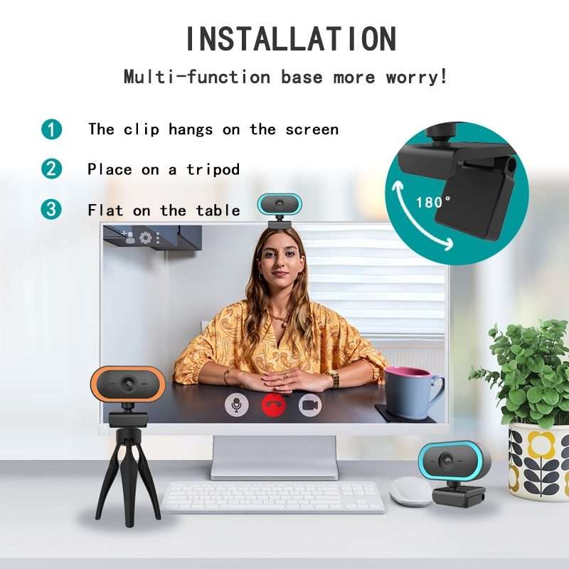 C11 2K Picture Quality HD Without Distortion 360 Degrees Rotate Built-in Microphone S ... (Orange)