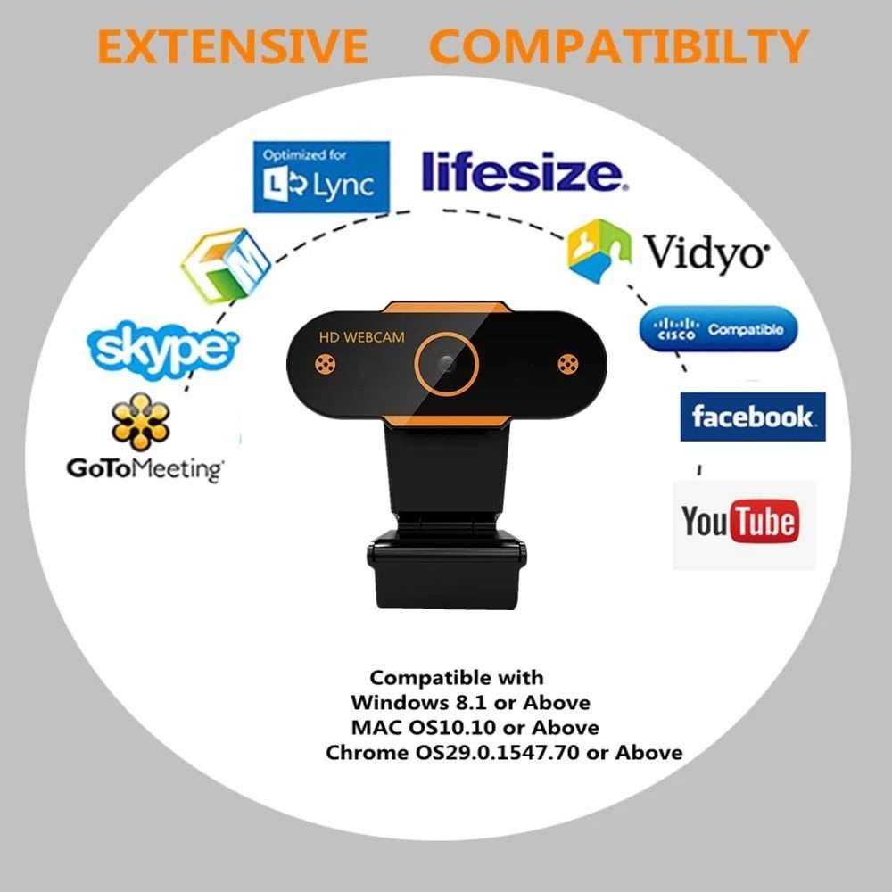 312 1080P HD USB 2.0 PC Desktop Camera Webcam with Mic, Cable Length: about 1.3m, Configuration:An