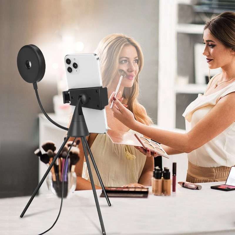 NS-08 Makeup Live Selfie Fill Ring Light Photography LED Dimmable Ring Lamp with Phone Tripod Stan