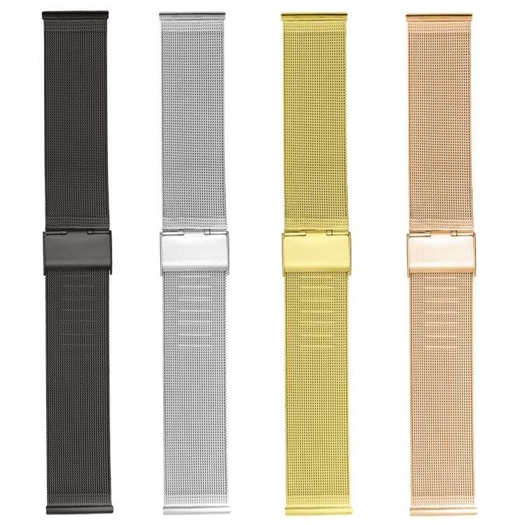 20mm Double Buckle Braided Fine Mesh Stainless Ssteel Metal Replacement Strap(black)