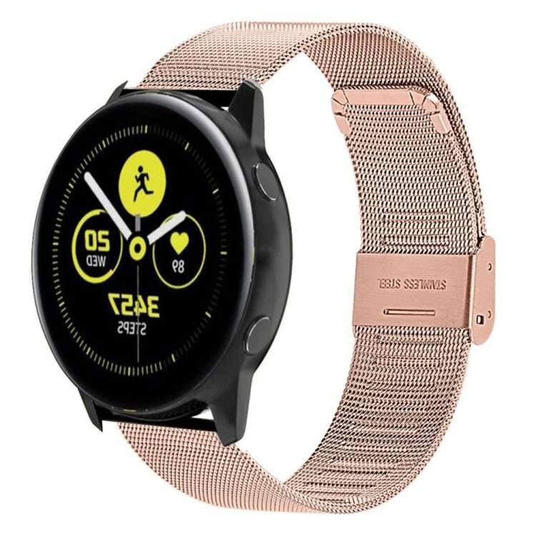 20mm Double Buckle Braided Fine Mesh Stainless Ssteel Metal Replacement Strap(rose gold)