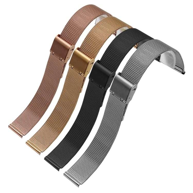 20mm Double Buckle Braided Fine Mesh Stainless Ssteel Metal Replacement Strap(silver)