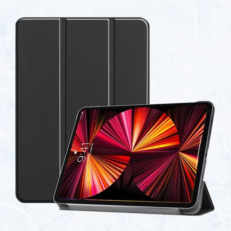 For iPad Pro 11 2022 / 2021 / 2020 ENKAY 3-Folding Shockproof PC Cover Custer Texture ... (Black)