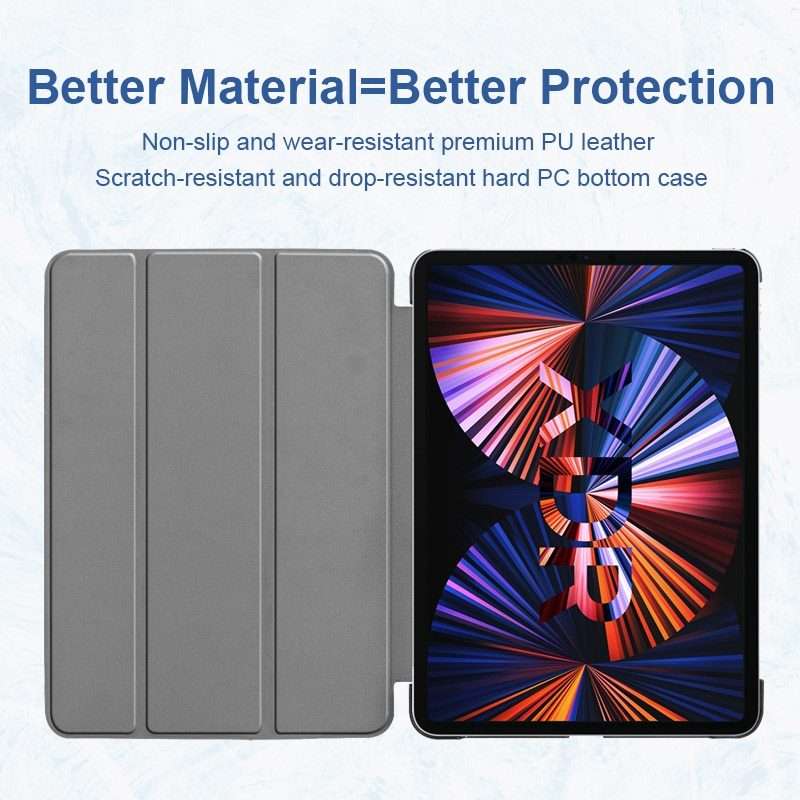 For iPad Pro 11 2022 / 2021 / 2020 ENKAY 3-Folding Shockproof PC Cover Custer Texture ... (Black)