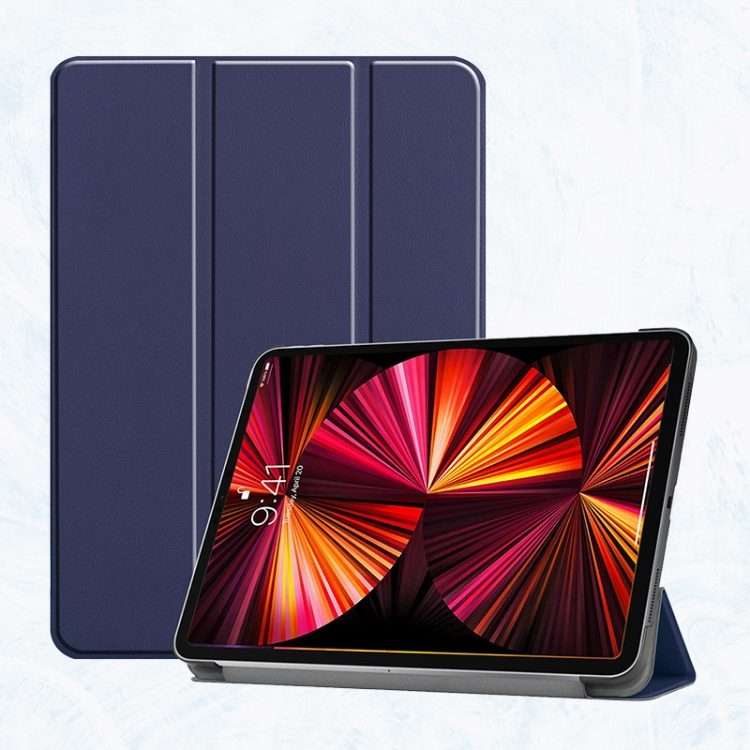 For iPad Pro 11 2022 / 2021 / 2020 ENKAY 3-Folding Shockproof PC Cover Custer Text ... (Dark Blue)