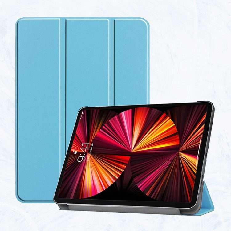 For iPad Pro 11 2022 / 2021 / 2020 ENKAY 3-Folding Shockproof PC Cover Custer Tex ... (Light Blue)