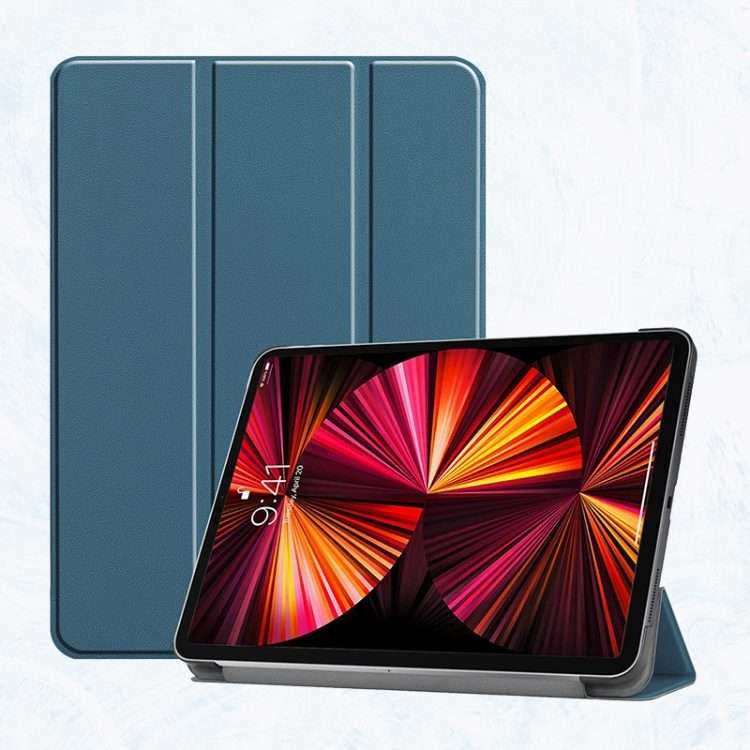 For iPad Pro 11 2022 / 2021 / 2020 ENKAY 3-Folding Shockproof PC Cover Custer Tex ... (Dark Green)