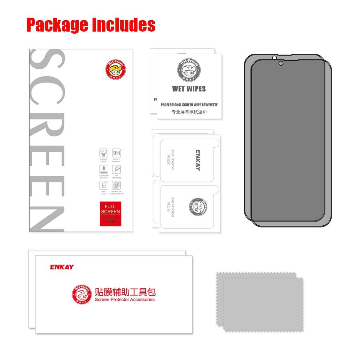 For iPhone 13 / 13 Pro 2pcs ENKAY Hat-Prince Full Coverage 28 Degree Privacy Screen Protector Anti