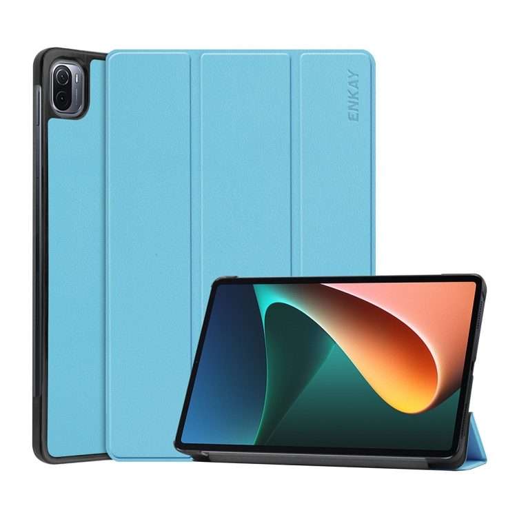 For Xiaomi Mi Pad 5 / 5 Pro ENKAY Custer Texture Horizontal Flip PU+PC Leather Ca ... (Light Blue)