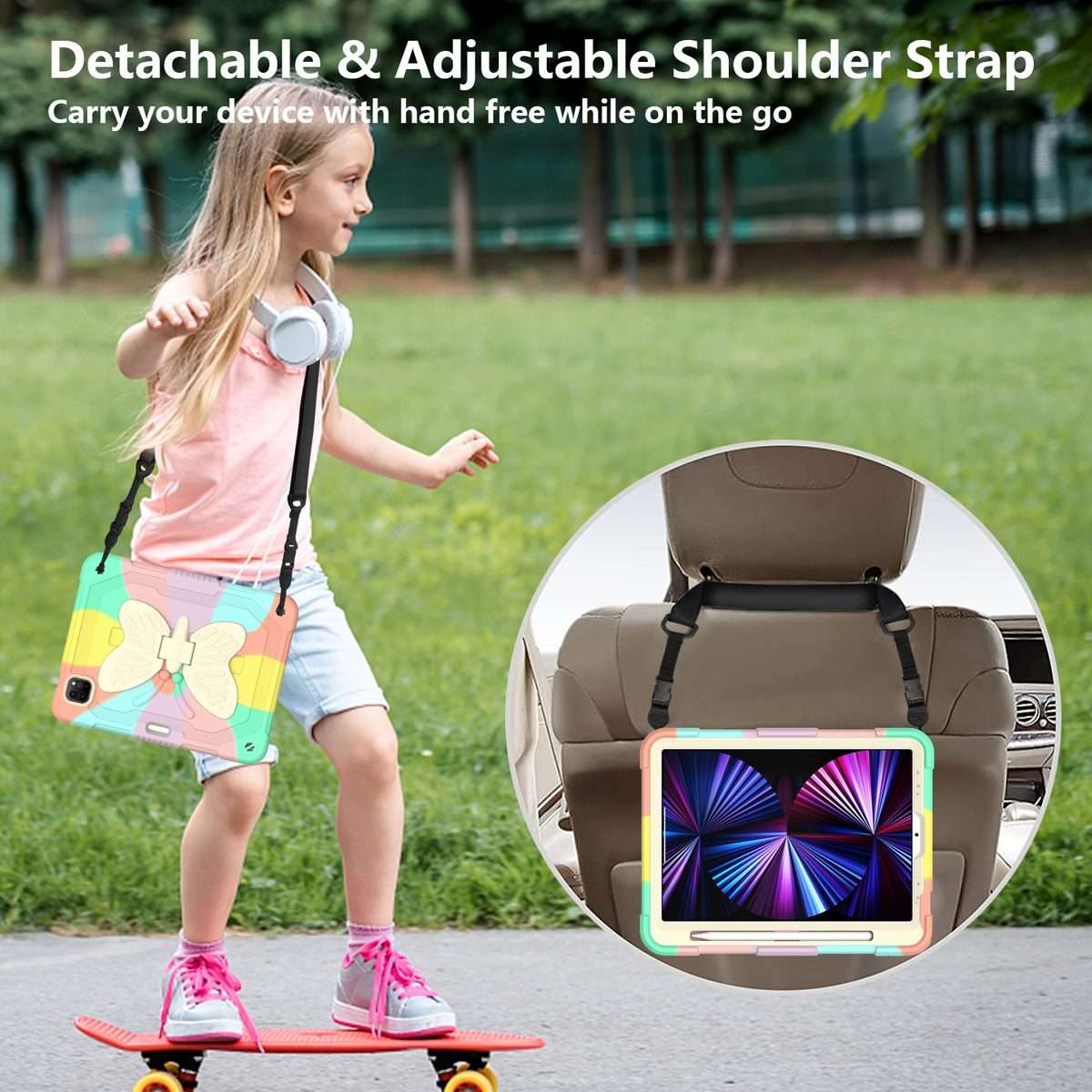 PC + Silicone Anti-drop Tablet Tablet Case with Butterfly Holder & Pen Sl ... (Colourful RoseGold)