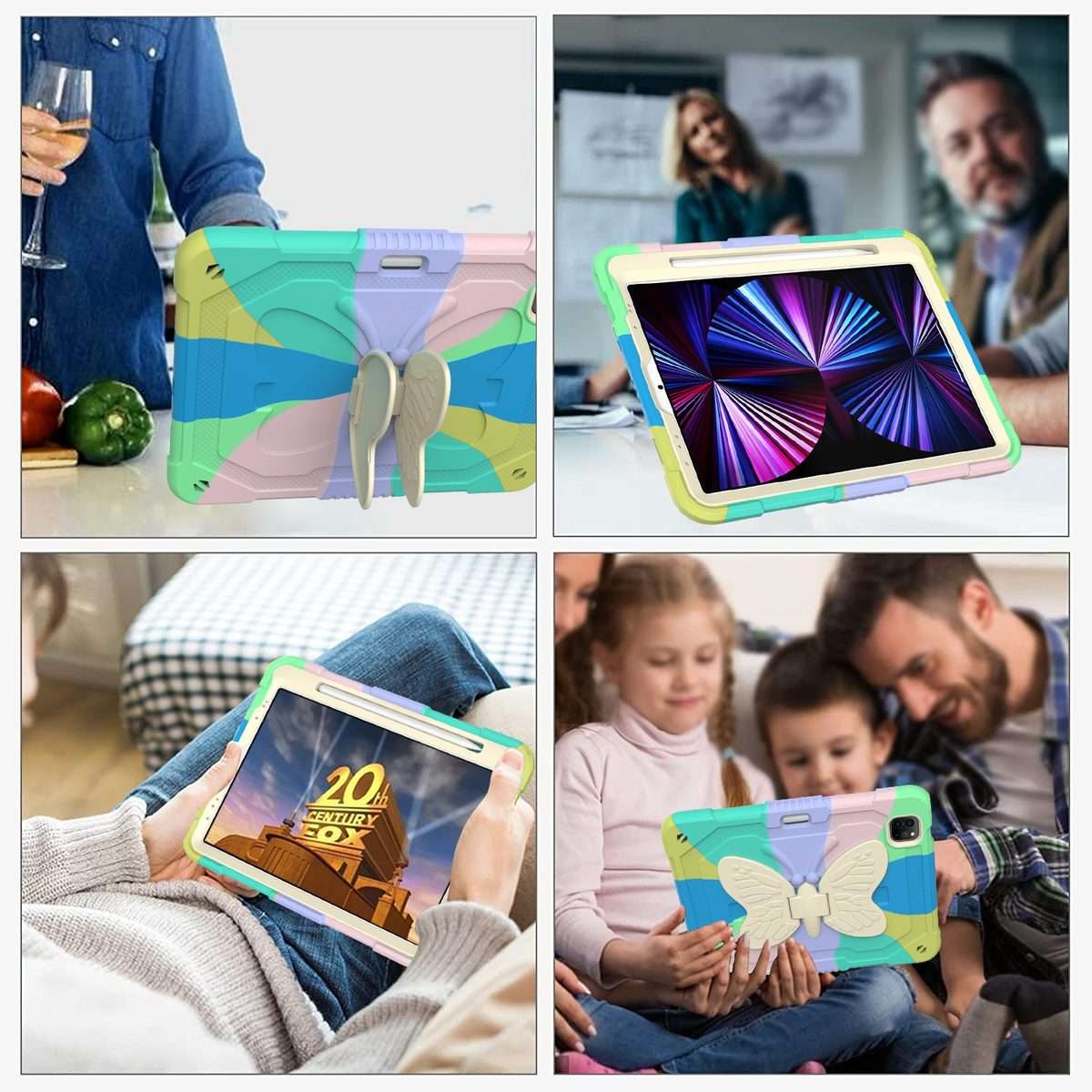 PC + Silicone Anti-drop Tablet Tablet Case with Butterfly Holder & Pen Slot ... (Colourful Green)