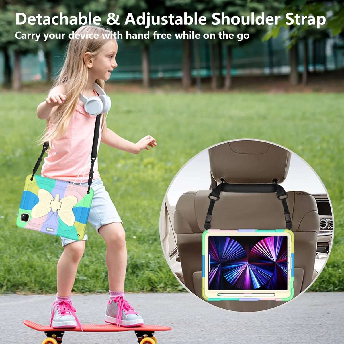 PC + Silicone Anti-drop Tablet Tablet Case with Butterfly Holder & Pen Slot ... (Colourful Green)