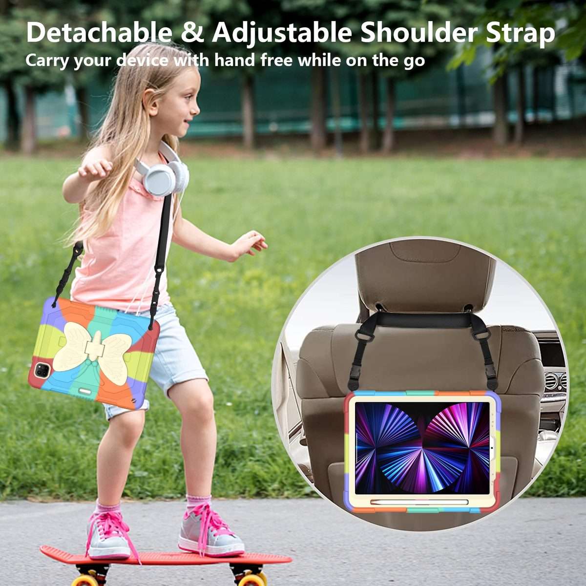 PC + Silicone Anti-drop Tablet Tablet Case with Butterfly Holder & Pen Slot fo ... (Colourful Red)