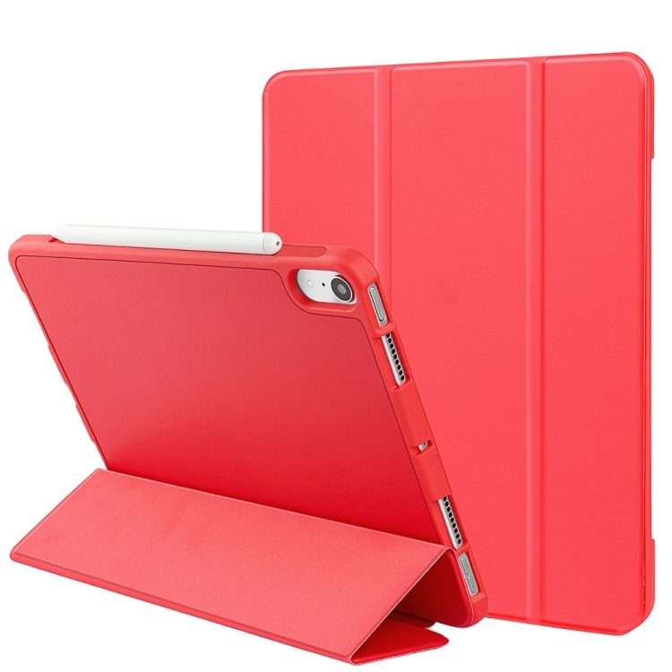For iPad mini 6 / mini 2024 Tri-Fold Holder Leather Smart Tablet Case(Red)