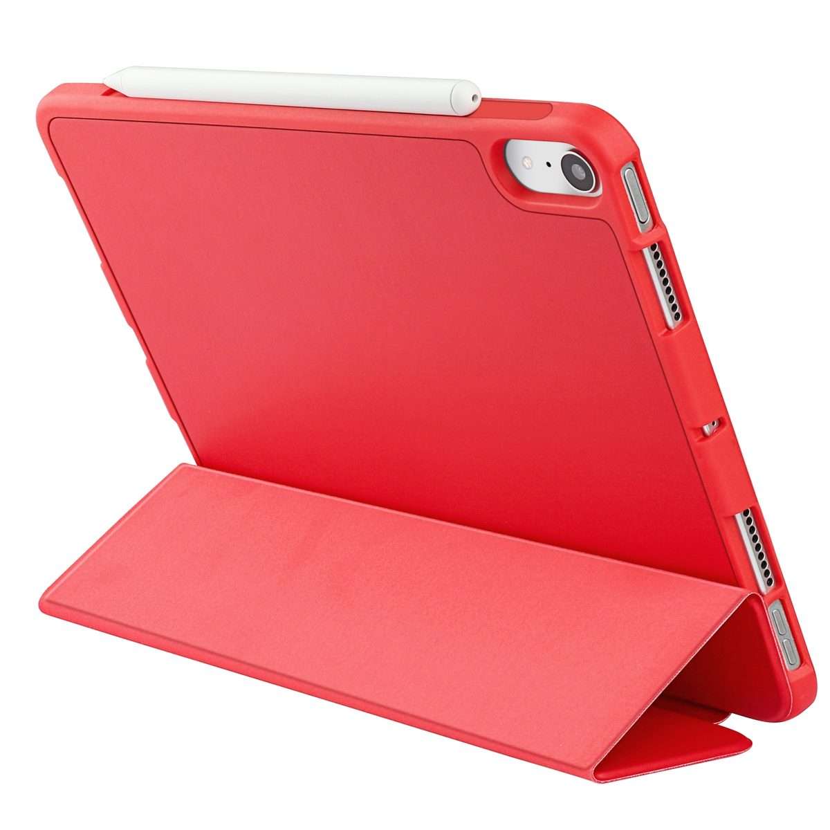 For iPad mini 6 / mini 2024 Tri-Fold Holder Leather Smart Tablet Case(Red)