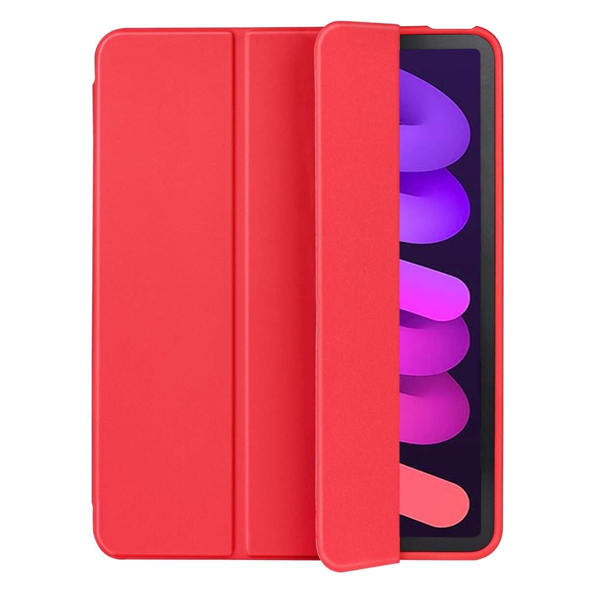 For iPad mini 6 / mini 2024 Tri-Fold Holder Leather Smart Tablet Case(Red)