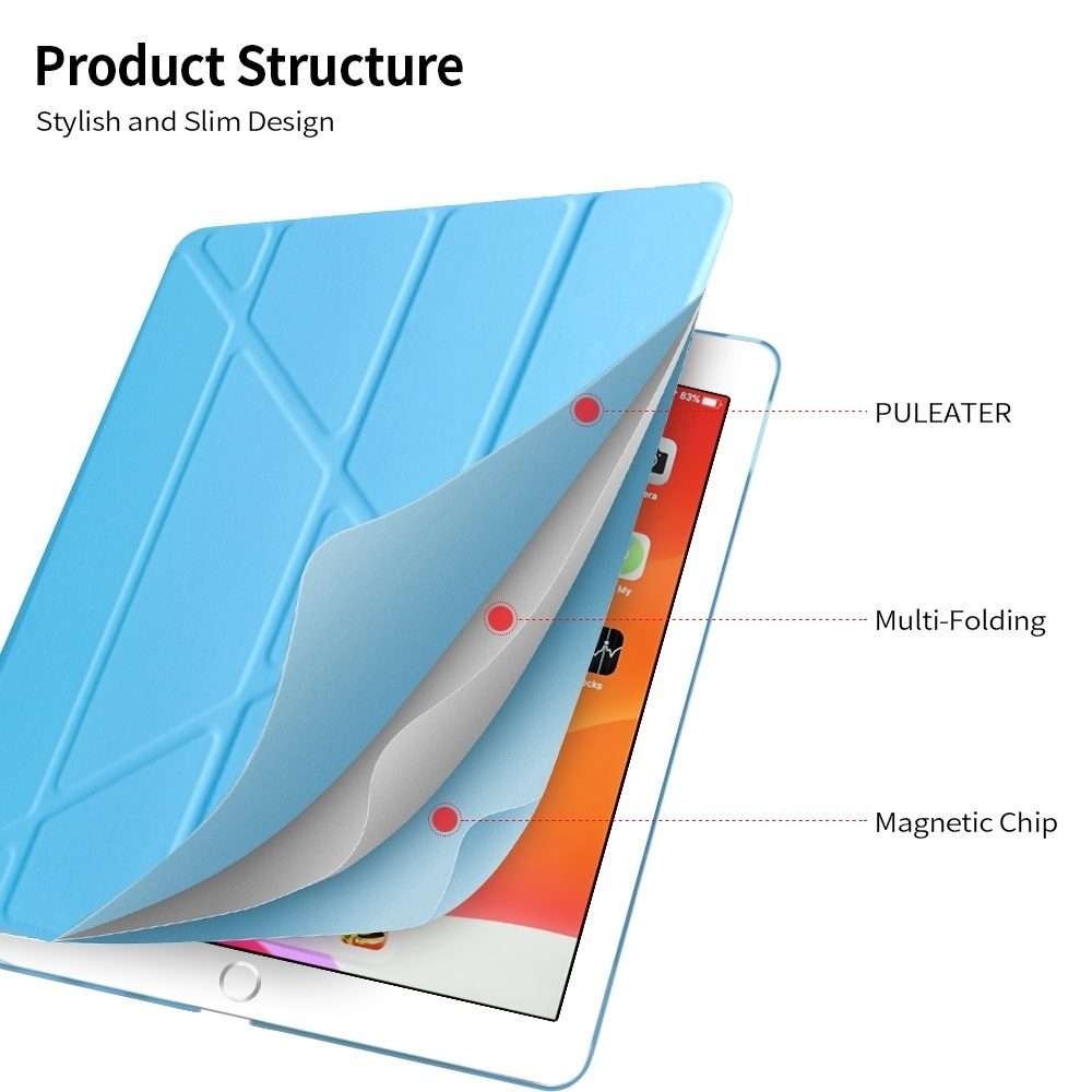 Multi-folding TPU Back Flip Leather Smart Tablet Case for iPad Pro 12.9 inch 2015 / 2017(Gold)