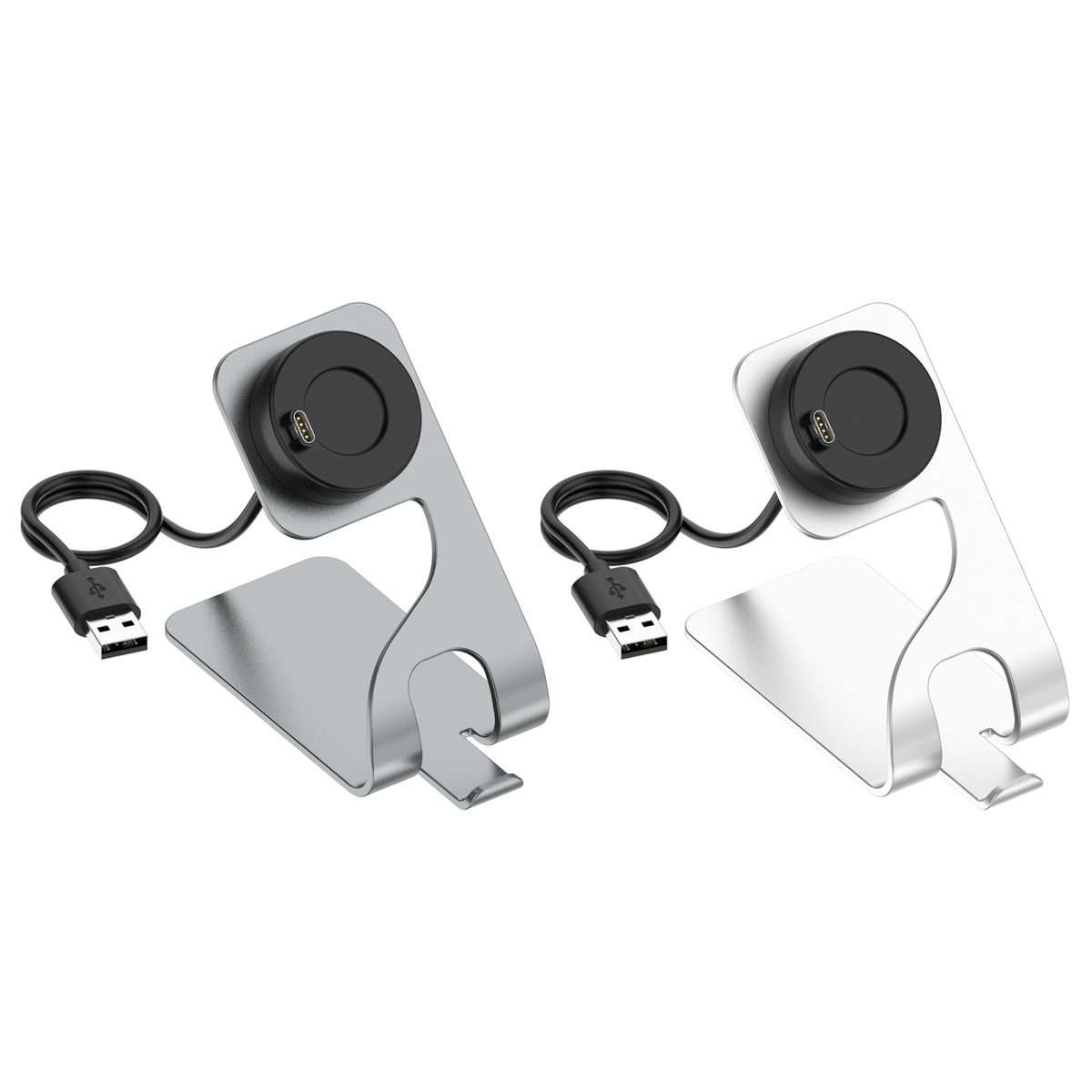 For Garmin Swim 2 Rotatable Magnetic Metal Charging Base(Silver)
