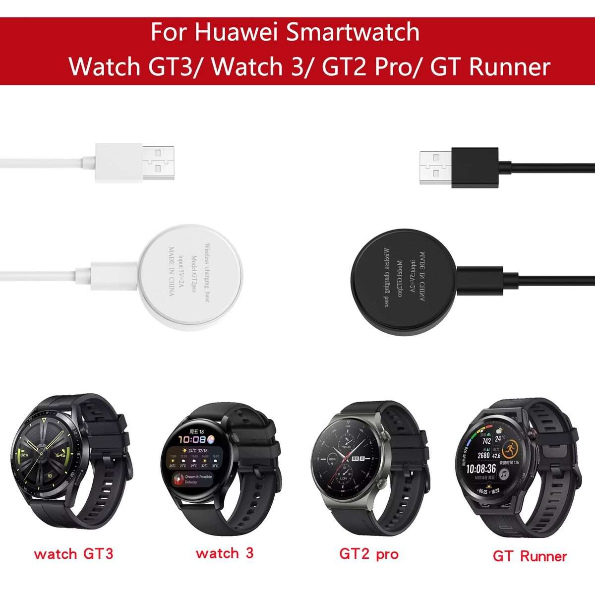 For Huawei Watch GT2 Pro Split Magnetic Charging Base(Black)