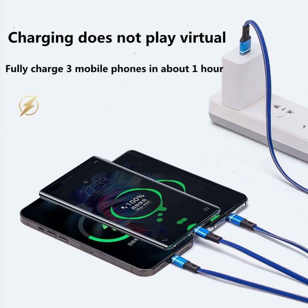 XJ-76 40W 5A 3 in 1 USB to 8 Pin + Type-C + Micro USB Super Flash Charging Cable, Len ... (Colour)