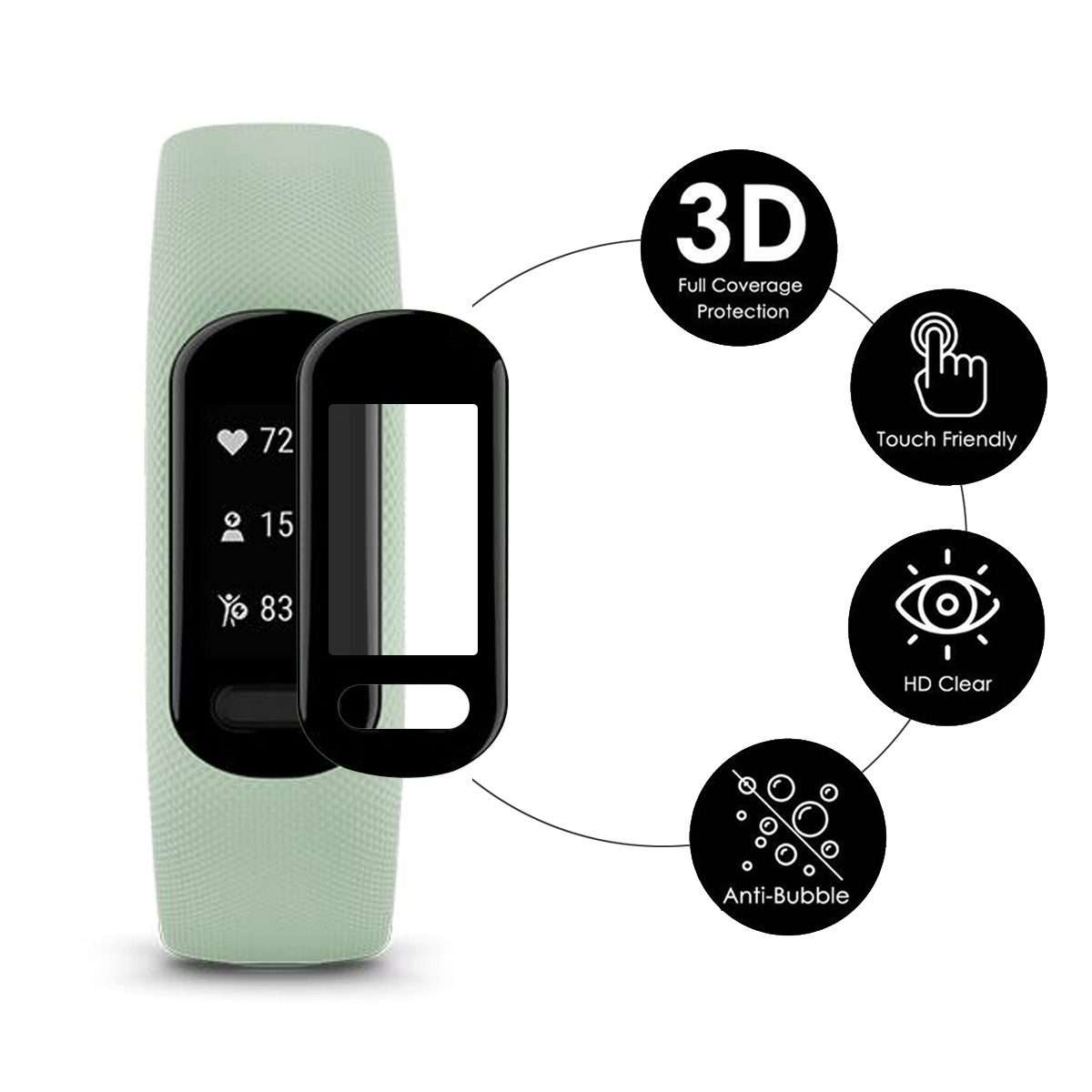 5 PCS For Garmin Smart 5 ENKAY 3D Full Coverage Soft PC Edge + PMMA HD Screen Watch Film