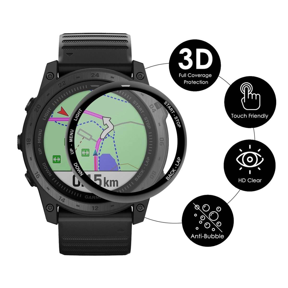 5 PCS For Garmin Tactix 7 / 7 Pro ENKAY 3D Full Coverage Soft PC Edge + PMMA HD Screen Watch Film