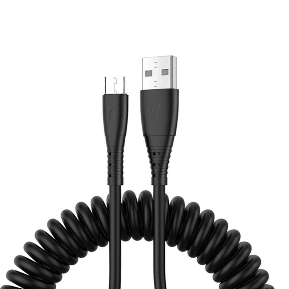 USB to Micro USB 1.5m Spring Telescopic Mobile Phone Fast Charging Data Cable