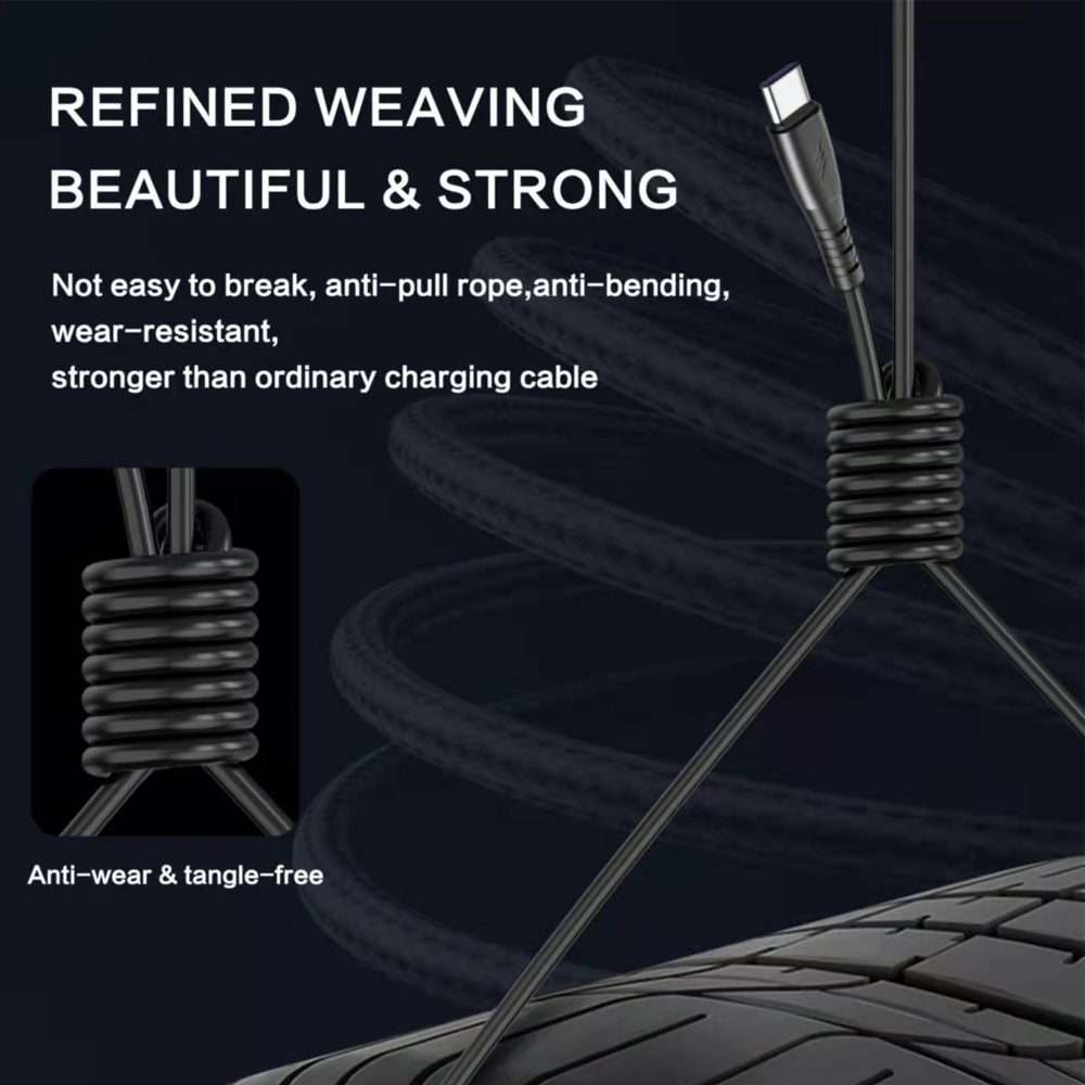 USB to Micro USB 1.5m Spring Telescopic Mobile Phone Fast Charging Data Cable