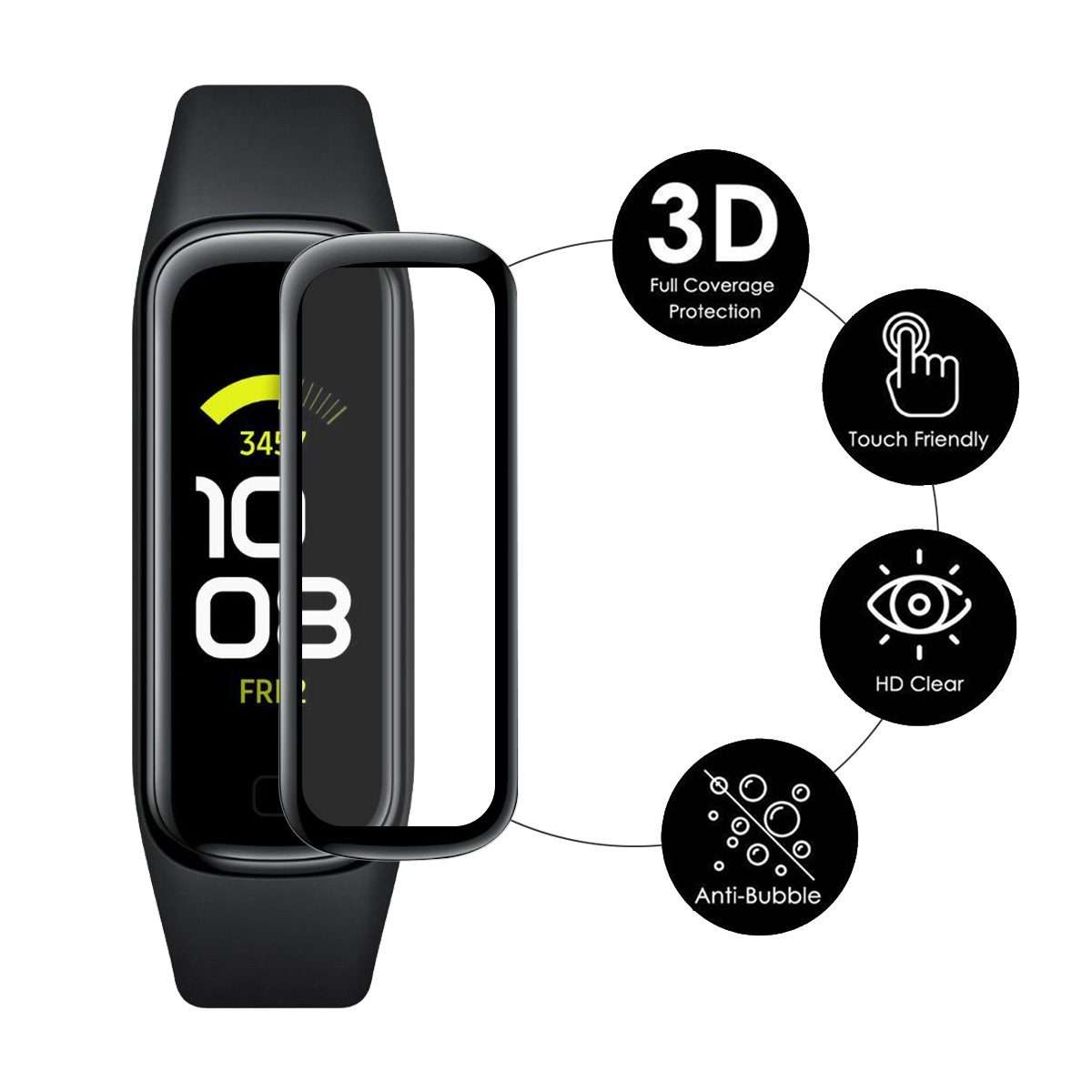 2 PCS For Samsung Galaxy Fit 2 ENKAY Hat-Prince 3D Full Coverage Soft PC Edge + PMMA HD Screen Pro