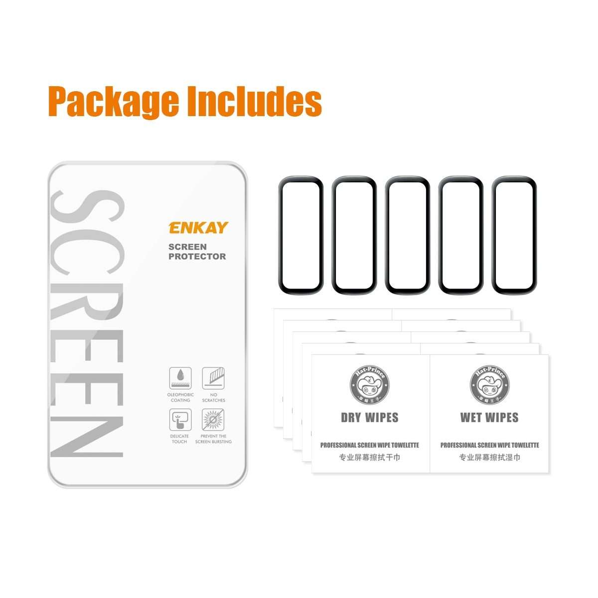 5 PCS For Samsung Galaxy Fit 2 ENKAY Hat-Prince 3D Full Coverage Soft PC Edge + PMMA HD Screen Pro