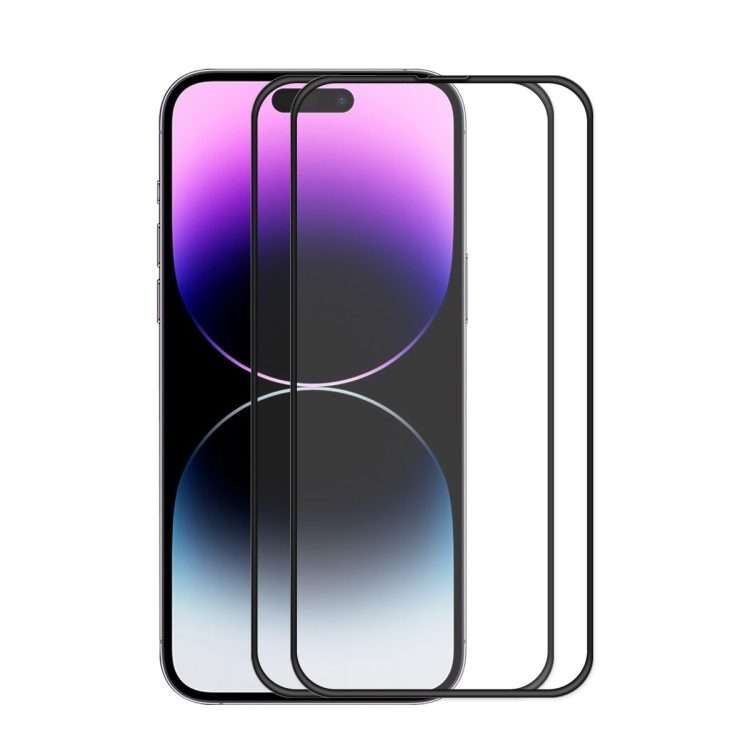 For iPhone 14 Pro 2pcs ENKAY Full Glue Tempered Glass Anti-fall Full Film