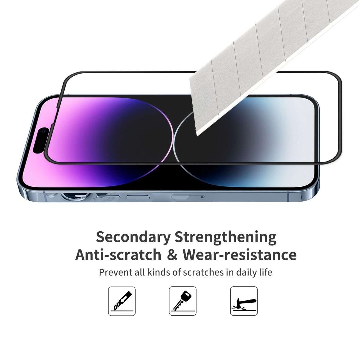 For iPhone 14 Pro 2pcs ENKAY Full Glue Tempered Glass Anti-fall Full Film