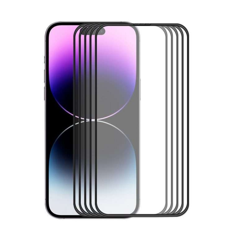For iPhone 14 Pro Max 5pcs ENKAY Full Glue Tempered Glass Anti-fall Full Film