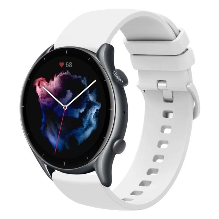 For Amazfit GTR 3 Pro 22mm Solid Color Soft Silicone Watch Band(White)