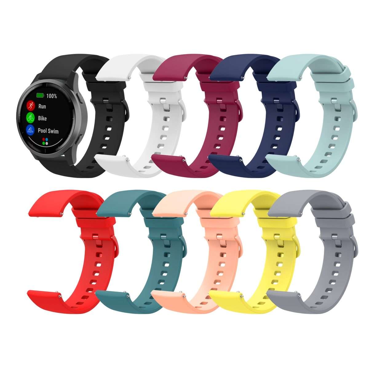 For Amazfit GTR 3 Pro 22mm Solid Color Soft Silicone Watch Band(White)