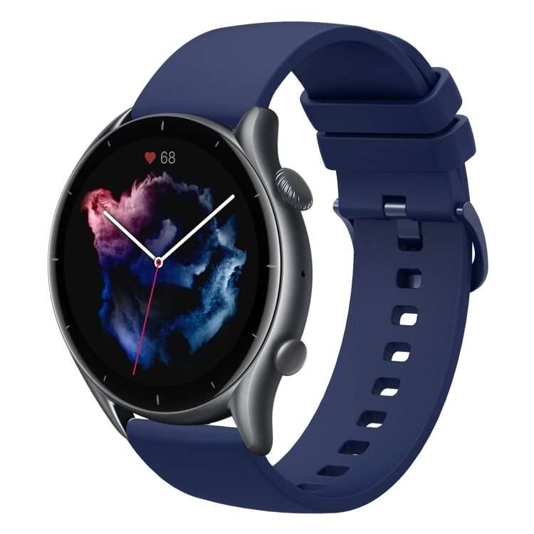 For Amazfit GTR 3 Pro 22mm Solid Color Soft Silicone Watch Band(Navy Blue)