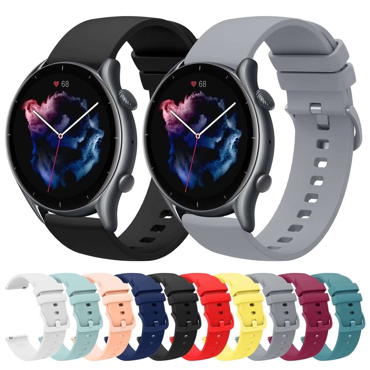 For Amazfit GTR 3 Pro 22mm Solid Color Soft Silicone Watch Band(Black)