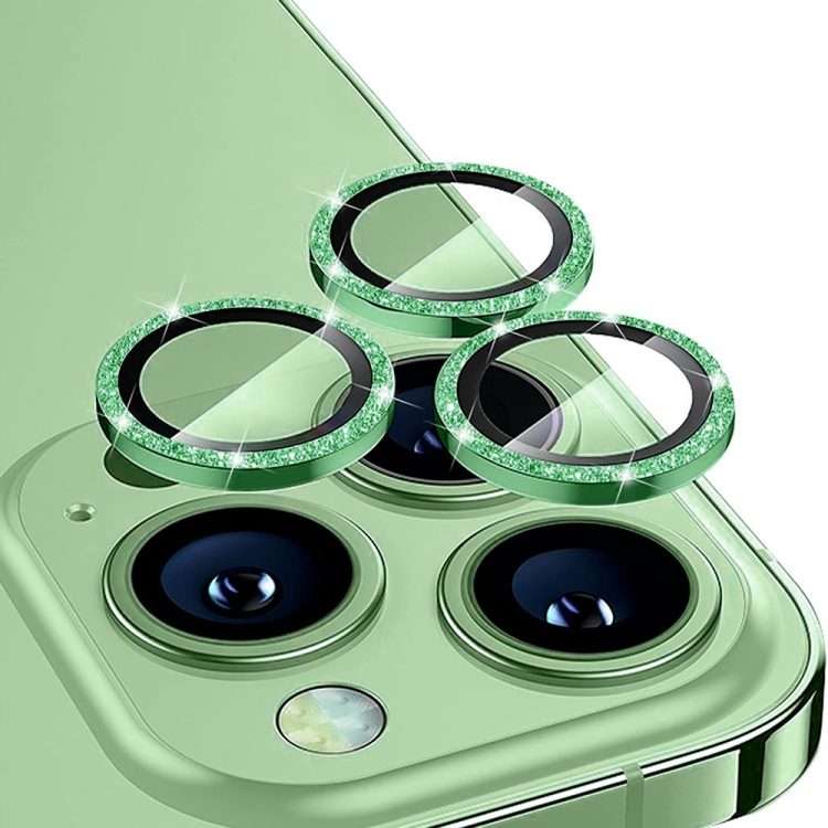 For iPhone 14 Pro / 14 Pro Max ENKAY Glitter Rear Lens Aluminium Alloy Tempered G ... (Deep Green)