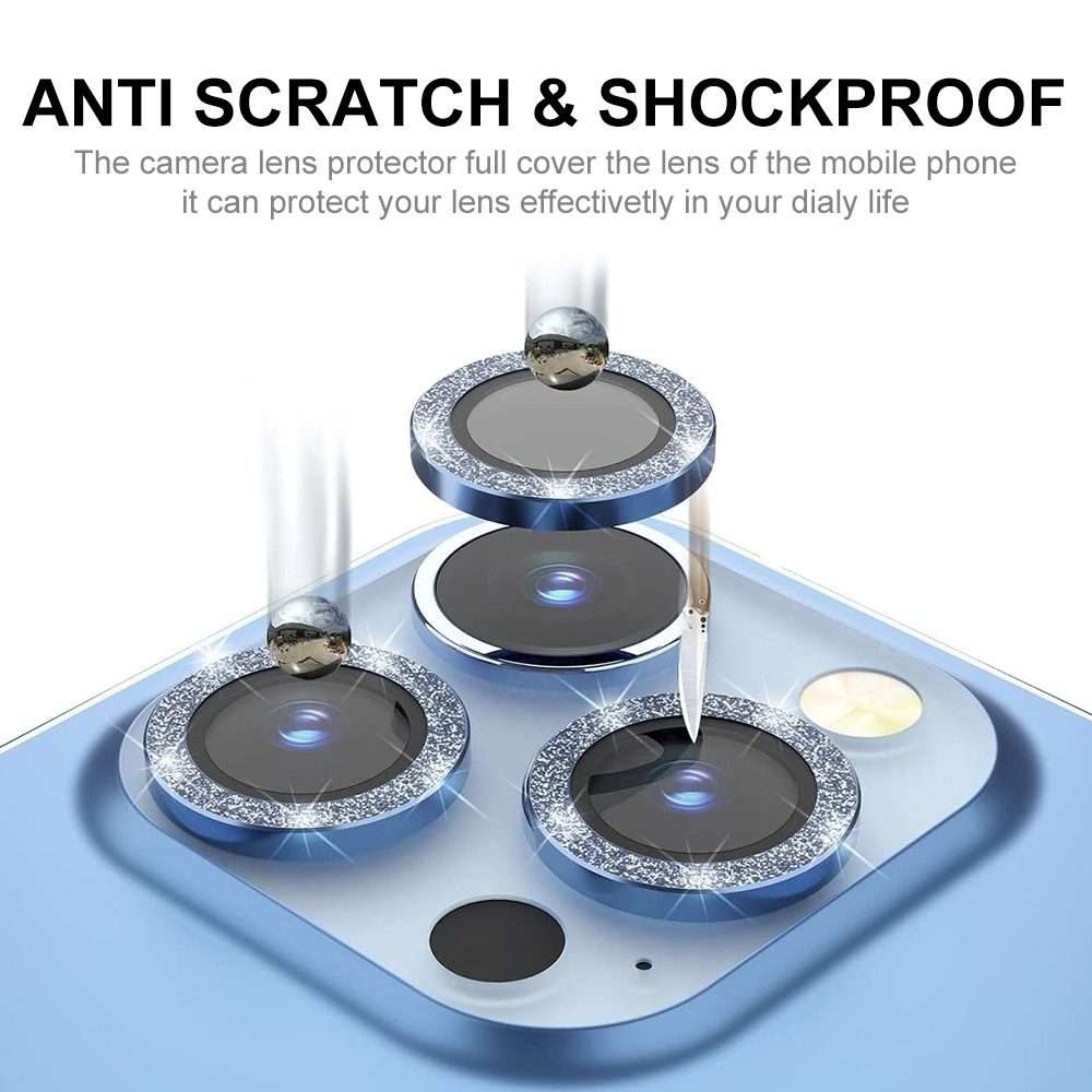 For iPhone 14 Pro / 14 Pro Max ENKAY Glitter Rear Lens Aluminium Alloy Tempered G ... (Deep Green)