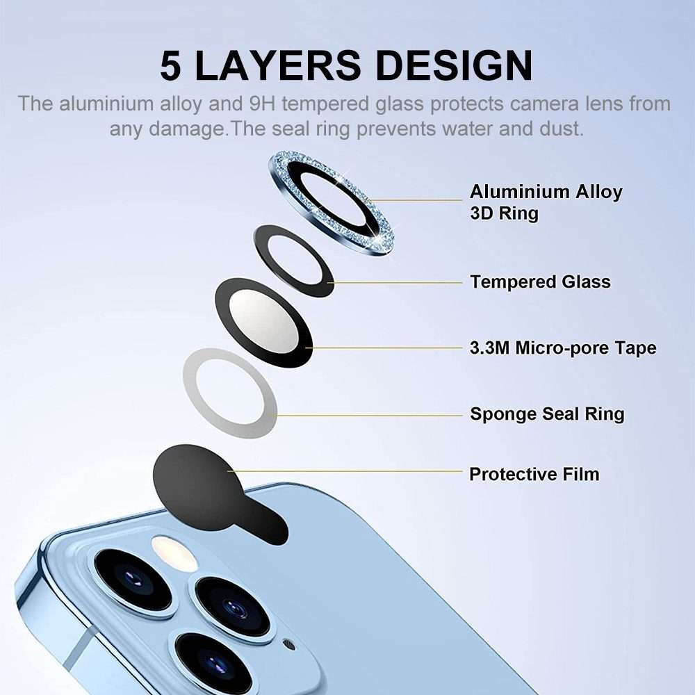 For iPhone 14 Pro / 14 Pro Max ENKAY Glitter Rear Lens Aluminium Alloy Tempered G ... (Deep Green)