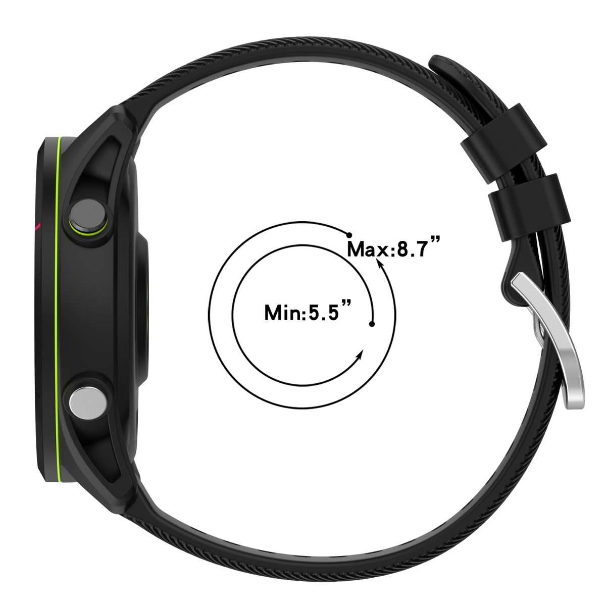 For GarminActive S 18mm Solid Color Silicone Watch Band(Black)