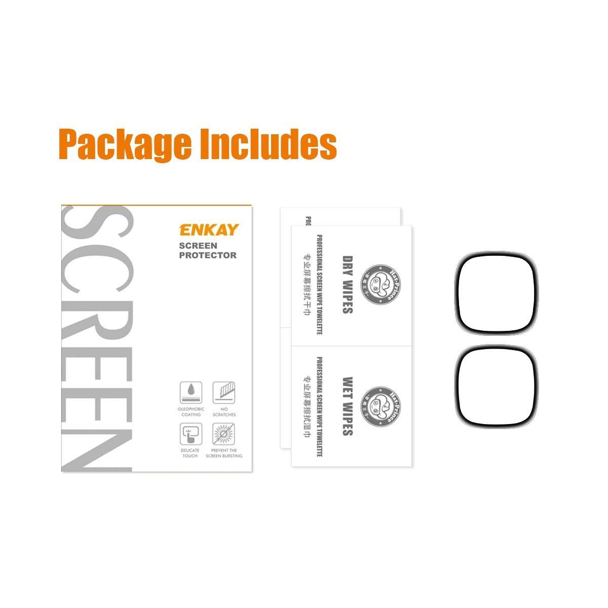 2 PCS For Fitbit Versa 4 / Sense 2 ENKAY 3D Full Coverage Soft PC Edge + PMMA HD Screen Protector