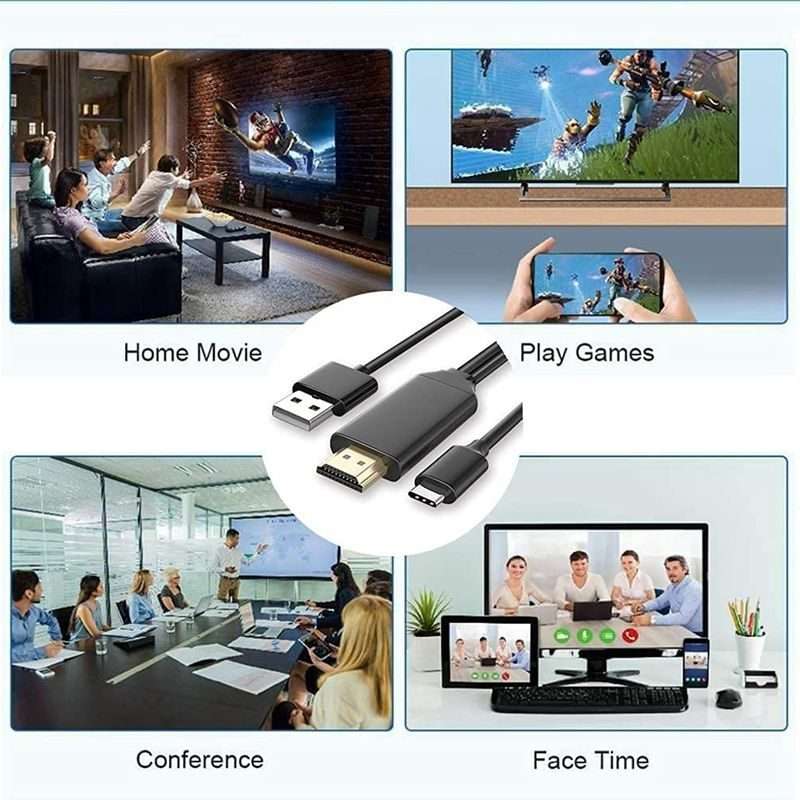 USB 3.1 Type-C to HDMI MHL 4K HD Video Digital Converter Cord for Android Phone to Mon ... (White)