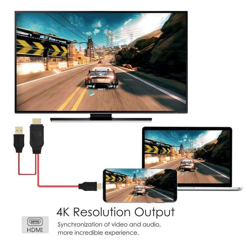 USB 3.1 Type-C to HDMI MHL 4K HD Video Digital Converter Cord for Android Phone to Mon ... (White)