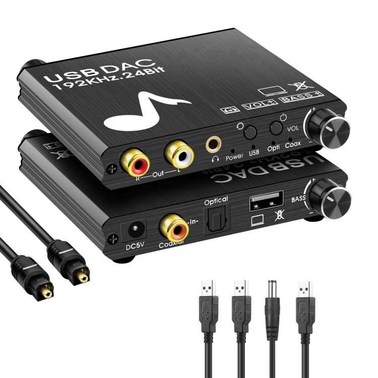 AY107 Digital to Analog Converter Optical Fiber Analog Audio Decoder USB Sound Card Digital Audio