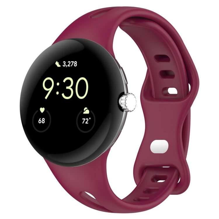 For Google Pixel Watch 4 / 3 / 2 / 1 41mm Water Drop Slimming Butterfly Button Soli ... (Wine Red)