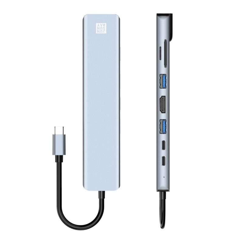 JUNSUNMAY 8 in 1 Type-C to 4K HDMI / Ethernet Docking Station Adapter PD Quick Charge Hub SD/TF Ca