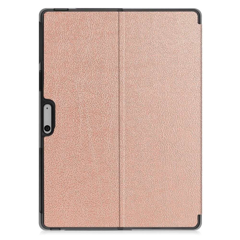 For Microsoft Surface Pro 9 JUNSUNMAY Custer Solid Color 3-Fold Stand Leather Tabl ... (Rose Gold)